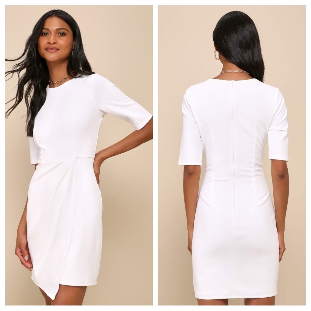 Lulus Westwood White Half Sleeve Sheath Dress